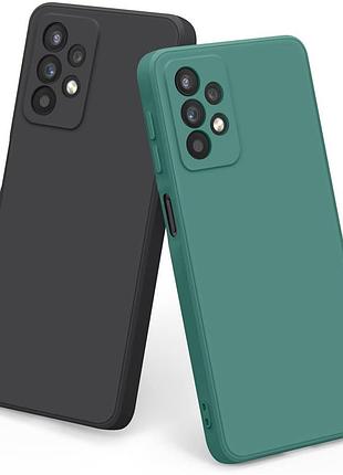 Чехол, samsung galaxy a32 5g/m32 5g силикон 2шт, мягкая микрофибра, кант, защита 6.5", черный/тёмно-зелёный