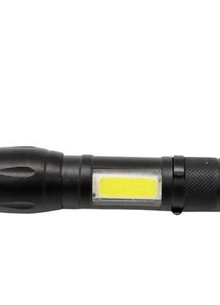 Фонарик ручной аккумуляторный li-ion microusb 513-xpe+cob черный