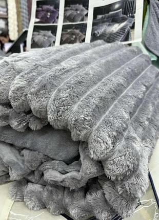Постільна білизна полуторного на резинці розміру шарпей (тепла) - світло-сіре