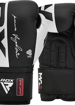 Боксерські рукавиці rdx f4 boxing sparring gloves hook&loop white/black 14 унцій