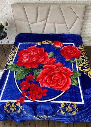 Плед велюровий 200×240 двосторонній червона квітка