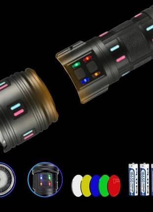 Фонарь ручной аккумуляторный + 5 светофильтров night vision fluorescence ak178-1-white черный