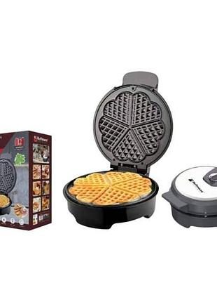 Вафельниця hoffmans hm-3024 з формами серця 1000w чорна