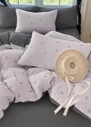 Постільна білизна євро з простирадлом на гумці з мусліну colorful home 19918 200х230 см