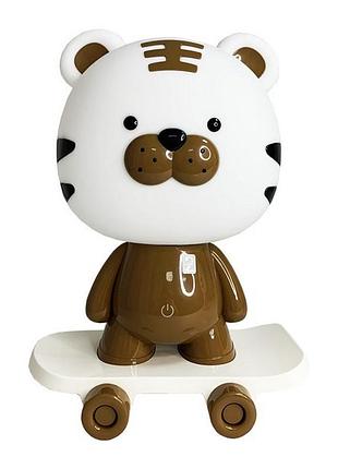 Ночник детский «тигр на скейте» mgz-1408(brown) сетевой, питание от usb