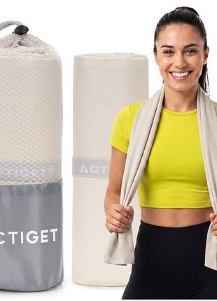 Полотенце спортивное actiget 180 x 100 см из микрофибры act0200 beige, для ежедневного использования, для активного образа жизни