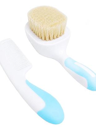 Набор расческа и щетка из натурального ворса mgz-0725(blue)