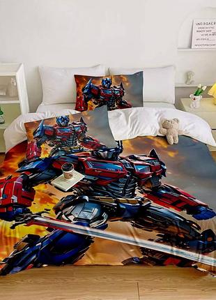 Постельное белье 3d полуторное из микросатина transformers №2 31711 150х215 см 70х70 см