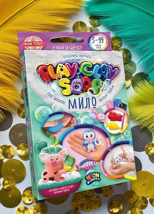 Набір для дитячої творчості пластелінове мило 4 кольори play clay soap pcs-02-02u danko toys зелена коробка