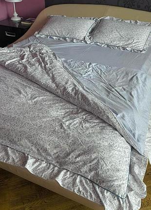 Полуторный комплект постельного белья фланель цветочная retro