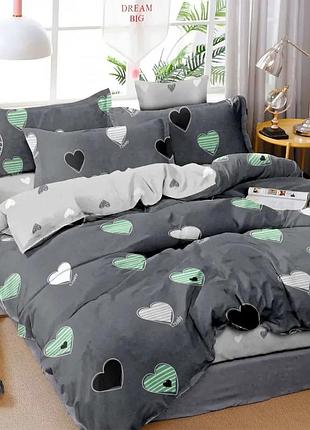 Постільна білизна сімейного розміру "gold" кольорові сердечка