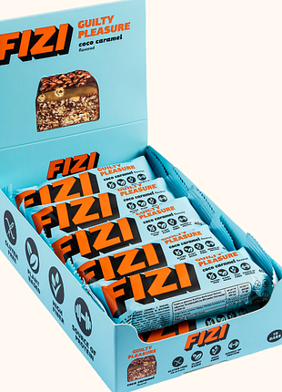 Бокс батончиків fizi guilty pleasure coco caramel 10шт