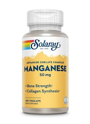 Марганець solaray manganese 50 mg, 100 вегакапсул