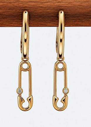 Сережки xuping, позолота, з медичного золота. довжина 3,6 см. ширина 0,4 см.