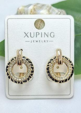 Сережки xuping позолота хр 18 к. довжина 1,8 см. ширина 1,5 см.