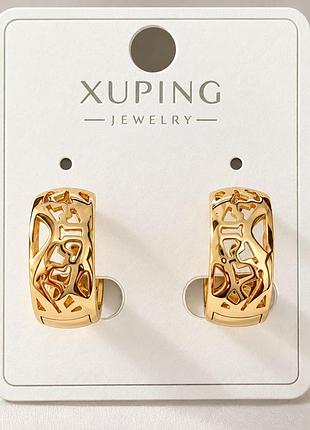Сережки xuping позолота хр 18 к. діаметр 1,5 см. ширина 0,7 см.