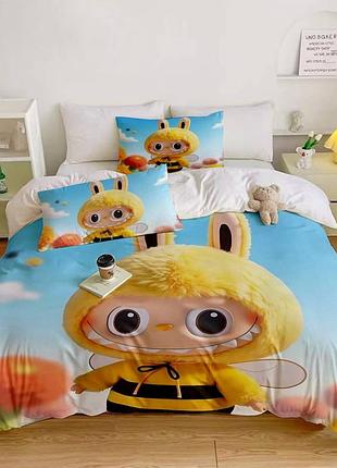 Постельное белье 3d полуторное из микросатина labubu №7 31482 150х215 см 70х70 см