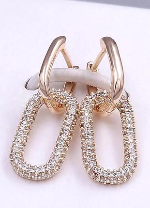 Сережки xuping позолота хр 18 к. висота 2,7 см. ширина 0,9 см.