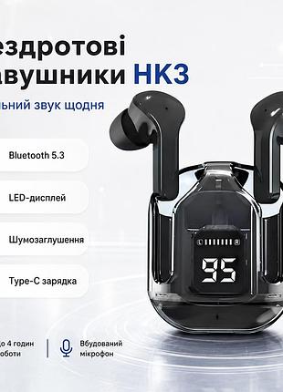 Беспроводные bluetooth-наушники hk3 tws вакуумные с led-дисплеем, шумоподавлением, микрофоном, игровым режимом и зарядным