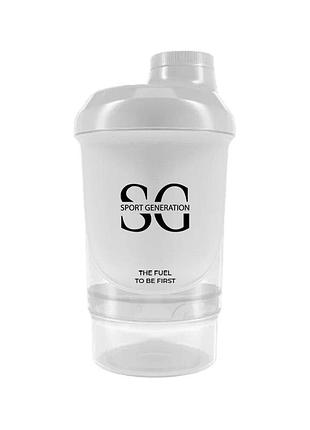 Спортивный шейкер sport generation wave nano, 300+150 мл - opal white