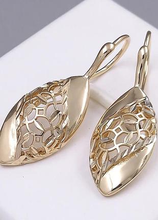 Сережки xuping позолота хр 18 к. довжина 3,8 см. ширина 1,4 см.
