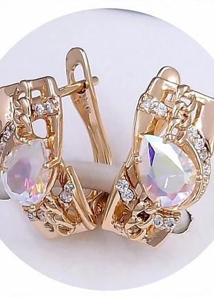 Сережки xuping позолота хр 18 к. довжина 1,7 см. ширина 0,9 см.