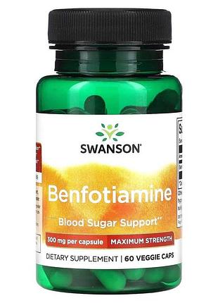 Вітамін b1 swanson benfotiamine 300 mg maximum potency, 60 вегакапсул