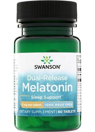 Натуральная добавка swanson dual-release melatonin 3 mg, 60 таблеток