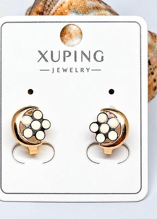 Сережки xuping квітка з медичного золота з емаллю. довжина 1,2 см. ширина 0,8 см.