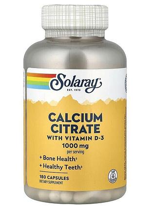 Витамины и минералы solaray calcium citrate with vitamin d3, 180 капсул