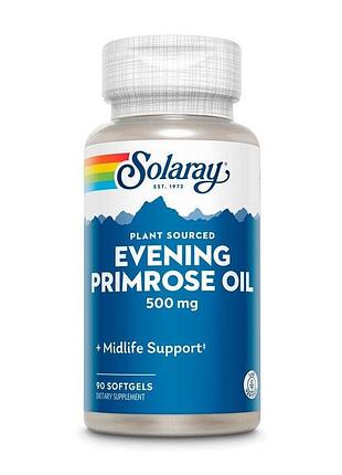 Олія примули вечірньої solaray evening primrose 500 mg high potency, 90 вегакапсул