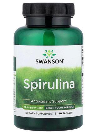 Спирулина swanson spirulina 500 mg, 180 таблеток