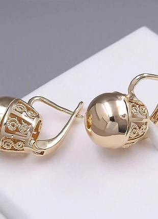 Сережки xuping позолота хр висота 2 см. ширина 1,2 см.
