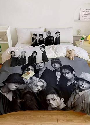 Постельное белье 3d полуторное из микросатина stray kids №1 31473 150х215 см 70х70 см