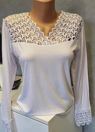 Блуза з мереживною вставкою 2xl