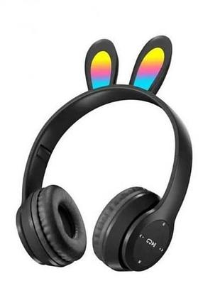 Наушники детские беспроводные с заичьими ушками bluetooth p47r черные