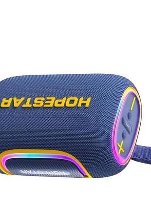 Колонка бездротова акумуляторна bluetooth bt5.3 65w, 8000mah, rgb, tws, 6h hopestar h58 синя