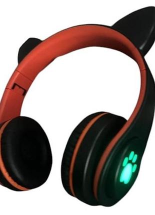 Беспроводные bluetooth наушники с кошачьими ушками led to-99 красные