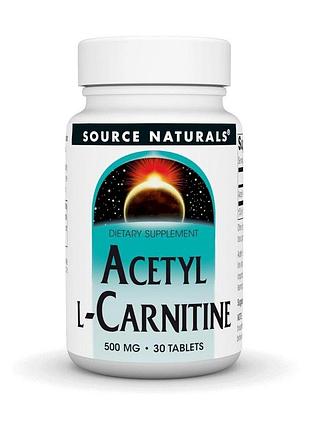 Ацетил l-карнитин source naturals acetyl l-carnitine 500 mg, 30 таблеток