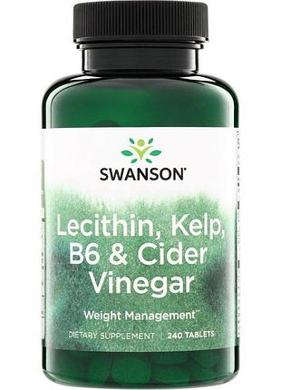 Комплекс для підтримки метаболізму swanson lecithin, kelp, b6 & cider vinegar, 240 таблеток