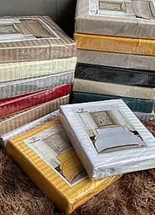 Постільна білизна страйп-сатин двуспальний розмір простирадло на гумці "океанські хвилі"