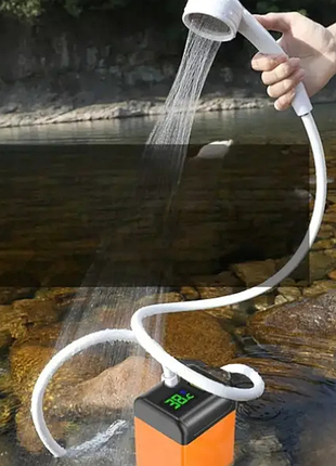 Душ кемпінговий акумуляторний 7800 mah shower-7200t чорний з помаранчевим