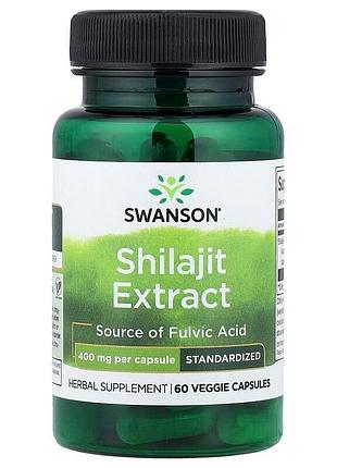 Экстракт шиладжита swanson shilajit extract 400 mg standardized, 60 вегакапсул