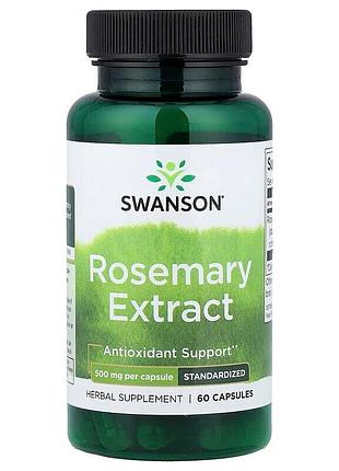 Стандартизированный экстракт розмарина swanson rosemary extract 500 mg, 60 капсул