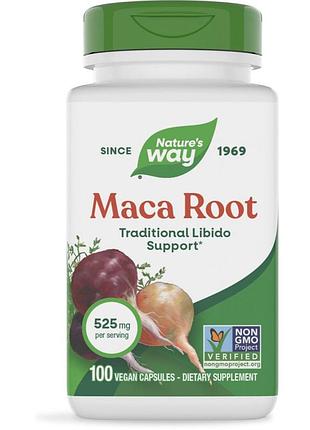 Корень маки nature's way maca root 525 mg, 100 вегакапсул