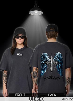 Оверсайз футболка унисекс wings серая графит rdpr_028