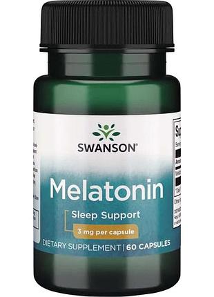 Натуральная добавка swanson melatonin 3 mg, 60 капсул