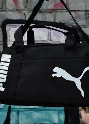 Спортивная сумка puma hard gym pro из oxford 1000d чёрная с белым логотипом