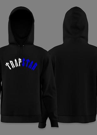 Мужской худи на флисе трепстар белый синий / trapstar white blue