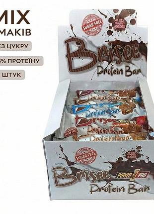 Микс батончиков power pro brisee protein bar 25% sugar free, 14*55 грамм